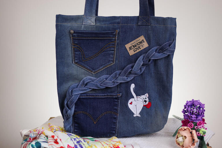 Torba Jeansowa z Haftem (2)